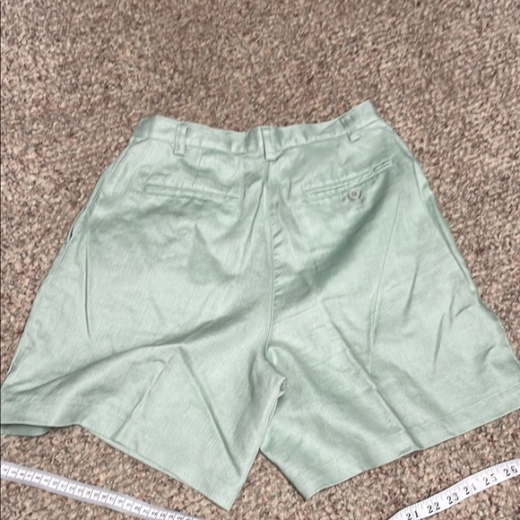 Vintage 90s 100% linen high rise pleated Light mint Shorts - Picture 7 of 7